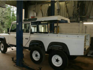 A 6 wheel drive Defender in the making